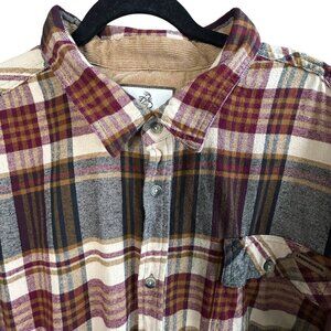 Legendary Whitetails Men's Cotton Flannel Plaid Shirt Corduroy Collar Size 3X